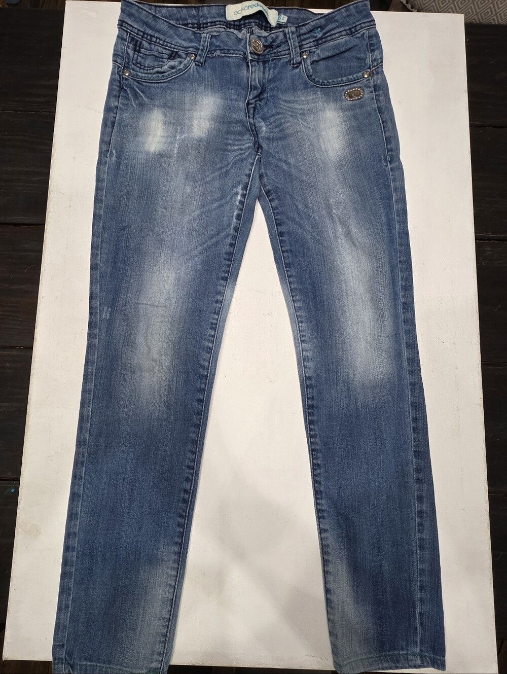 Vintage Ecko Red Y2K Embroidered Rhinestone Studded Slim Jeans Size 3/4 - Picture 1 of 11